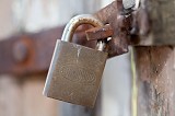 Lockwood Padlock in a rusty gate lock